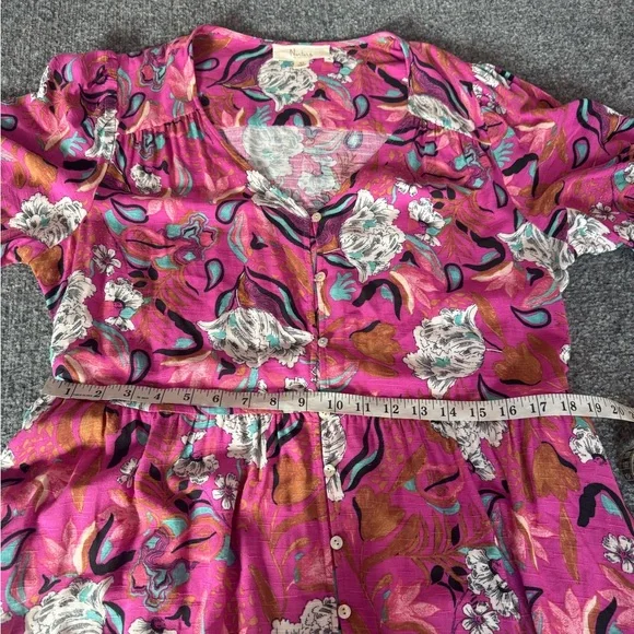 Nurture‎ Westbound Floral Midi Dress Boho Chic Pink Tiered V Neck Size XL rayon - Picture 10 of 14